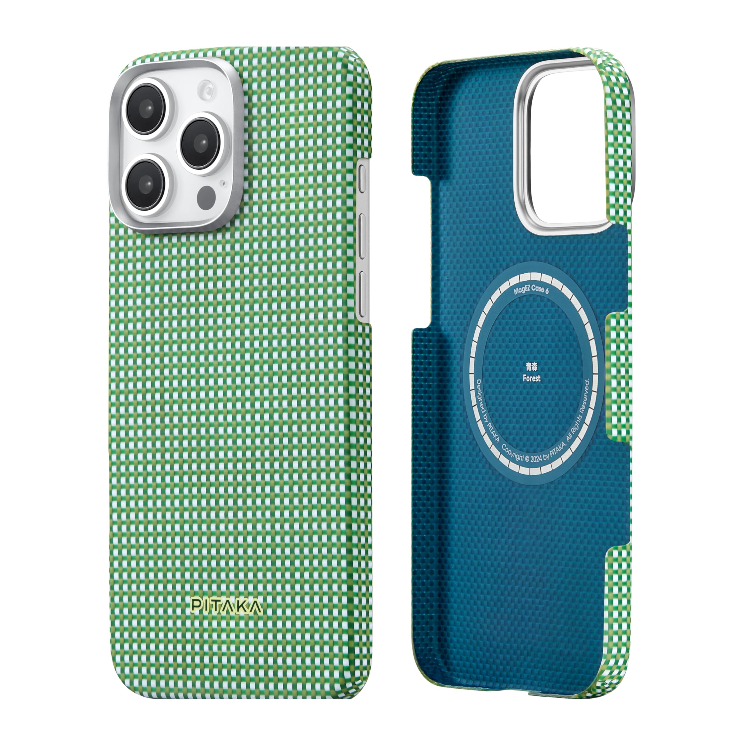 PITAKA Magnetic Case for iPhone 16 Pro Max Lightweight and Thin Aramid Fibre Protective Case with Premium Texture and Frameless Feel [MagEZ Case 5-Ultra Slim] Forest