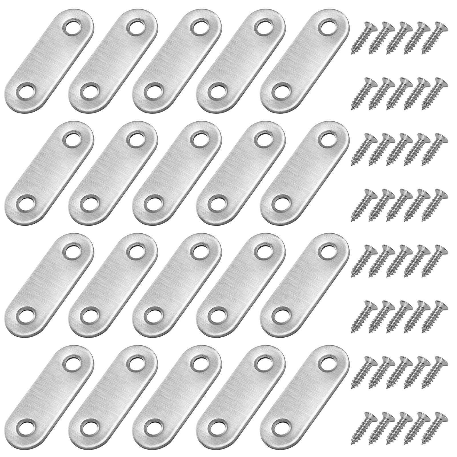 Corner Brackets Flat Straight Corner Brace Stainless Steel Plates Brackets with Fixing Screws for Furniture Desk Table Shelf Repair 46*16mm 20 Pack