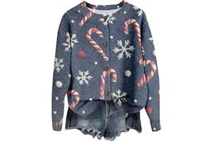 COTECRAM Womens Christmas Cardigan Sweaters Open Front Long Sleeve Crewneck Button Down Sweater 2025 Fall Fashion Cardigans