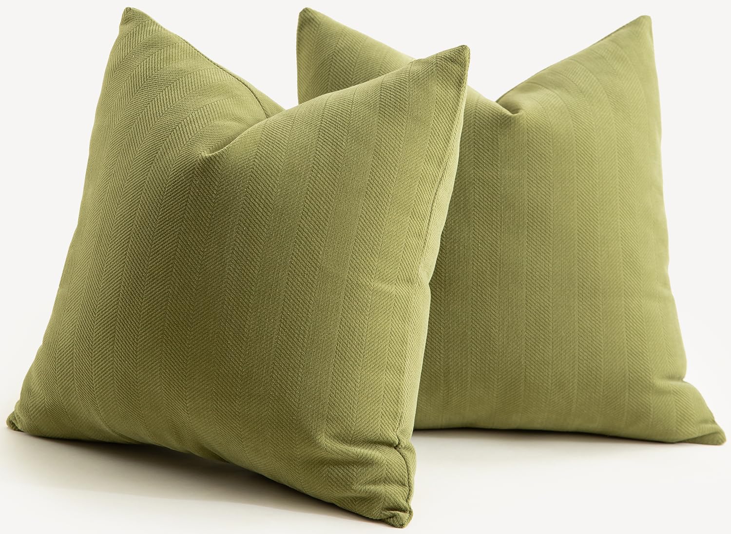 Mandioo Pack of 2 Chenille Cushion Covers Soft Comfortable Durable Throw Pillow Cases for Home Decor Sofa Couch Living Room Bedroom 22x 22 Inch 55x55 cm Olive Green