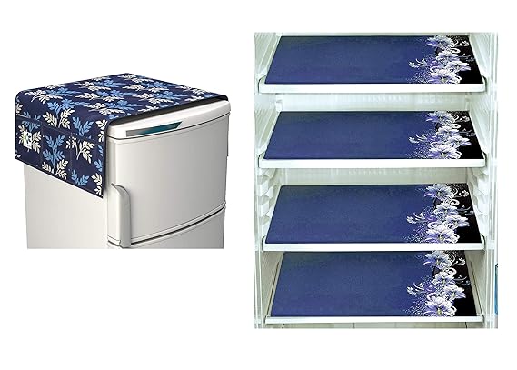 Factcore Premium Quality Combo of Exclusive Decorative Kitchen Combo Fridge Top Cover(Blue