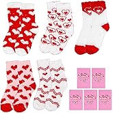 Ithmahco Galentines Fuzzy Slipper Socks for Women, Galentines Gifts - 5 Pairs Fluffy Socks & Gift Card for Friends Her