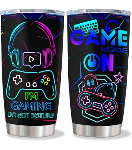 Onebttl Gamer Tasse – 590 Ml, Edelstahl, Laser-Design „I Pause My Game To Be Here“, Isoliert