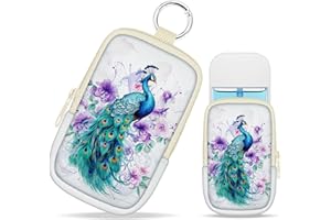 Mcapirivo Peacock Hand Sanitizer Spray Case, Cute Hand Sanitizer Holder Zippered Pouch, Fashion Accessory with Snap Hook for Glow Mist and Power Mist 1FL OZ