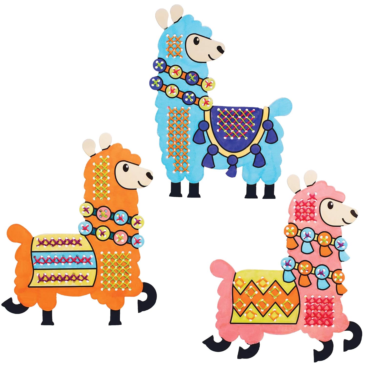 Baker Ross AT510 Lovely Llama Colour in Cross Stitch Kits - Pack of 5, Embroidery Kits for Beginners Ideal Kids Arts and Crafts Project - Image 5