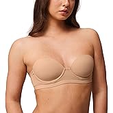 Halobliss Strapless Bras for Women Small Breasted Balconette Demi Underwire Lightly Lined Seamless Bra 32AA-38A