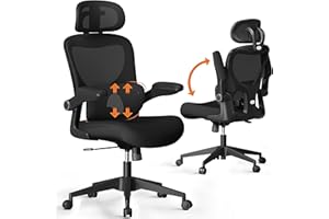 SUNNOW Mesh Office Chair, Ergonomic Desk Chair with Adjustable Lumbar Support & Flip-up Armrest, Comfort Wide Seat, High-Back Computer Task Chair for Home Office Student