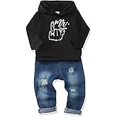 Renotemy Toddler Baby Boy Clothes Denim Outfits Infant Hooded Sweatshirt Jeans Pants Little Boys Clothing