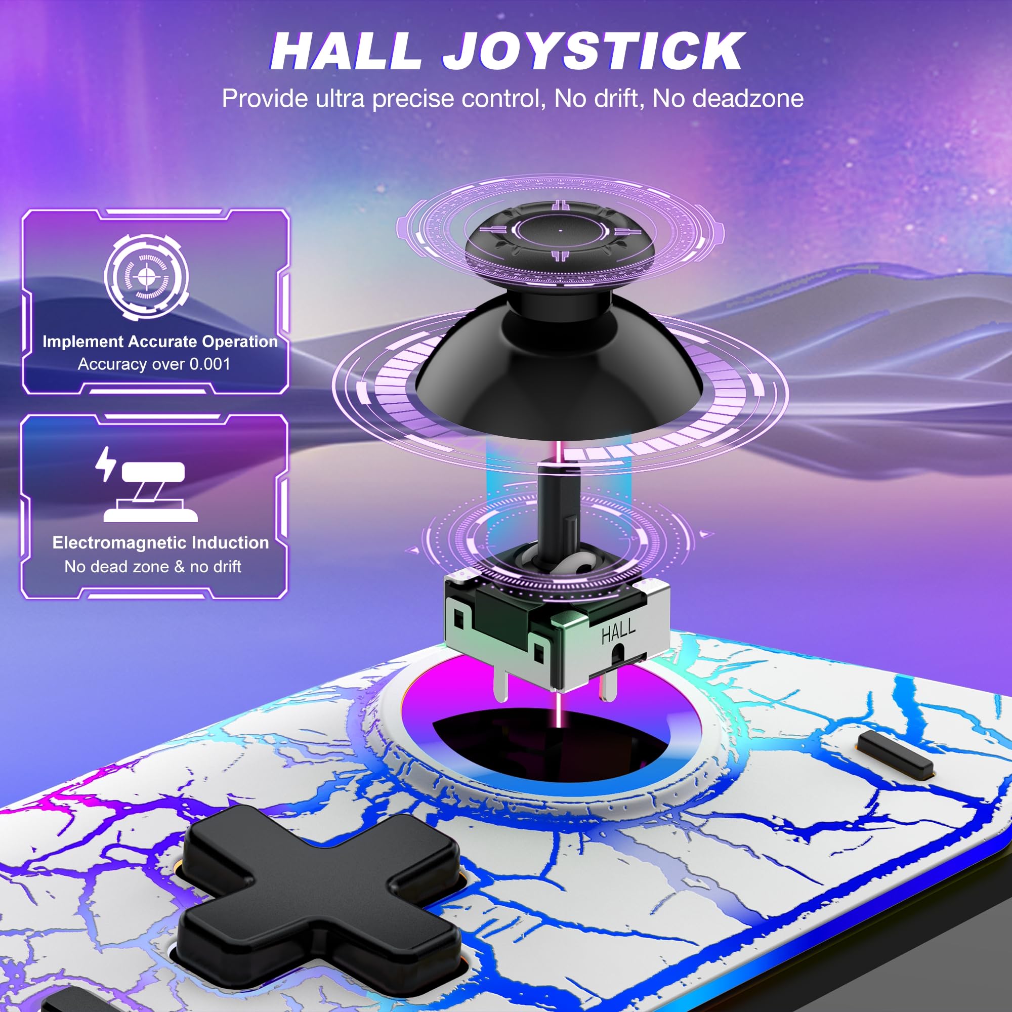 CYOYPPY Switch Controller Compatible with Nintendo Switch/OLED - USB-C Plug & Play Switch Pro Controller Handheld Mode, One-Piece Joypad Controller with Hall Joystick/RGB/4 Game Slot/Dual Motor