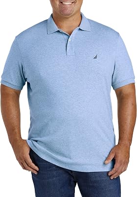 Polo de algodón Suave y de Manga Corta para Hombre, Deep Anchor Heather, 1X/Grande