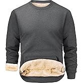 Peakwell Men's Fleece Lined Sweatshirts Warm Winter Long Sleeve Crewneck Sweater Thermal Pullover with Pocket