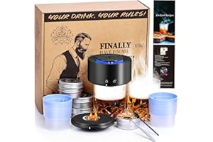 Electric Whiskey Cocktail Smoker Kit with 2 Glasses, 6 Flavors Wood Chips, 2 Ice Ball Molds, Bourbon Old Fashioned Drink Smok