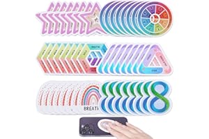 BRIFUTR 48 Pieces Calm Stickers for Anxiety Sensory Stickers, 6 Styles Fidget Tactile Rough Textured Strips, Reusable Sensory Strips Adhesives Anxiety Relief
