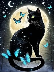 5D Black Cat Diamond Art Kits for Adult Beginners