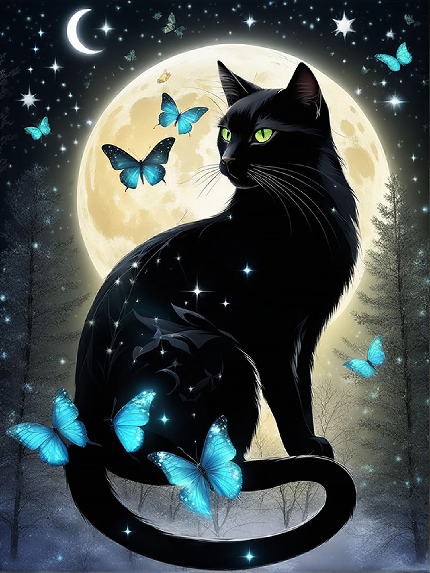 5D Black Cat Diamond Art Kits for Adult Beginners
