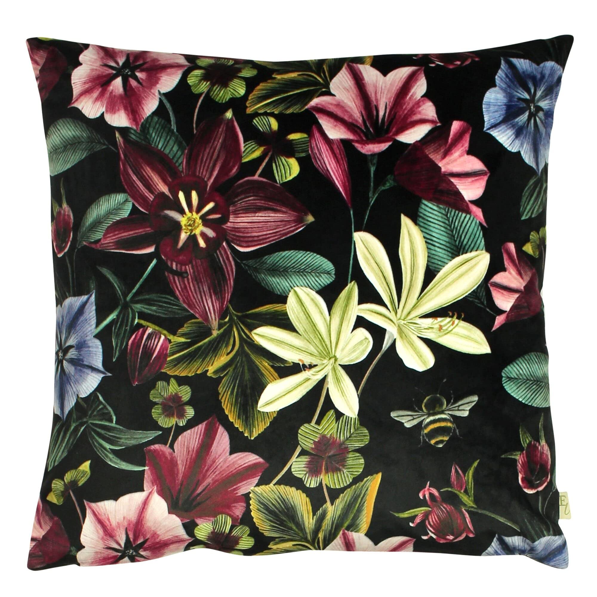 furn. Evans Lichfield Midnight Garden Aquilegia Cushion Cover, Polyester, Shiraz