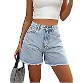 MakeMeChic Women's Jorts Baggy High Waisted Jean Shorts Casual Raw Hem Straight Leg Denim Shorts