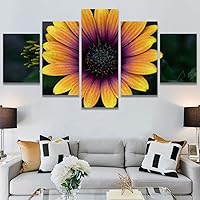 SIGNWIN 5 Panel Canvas Wall Art Yellow Fields for Home Decorations Ready to Hang - 60