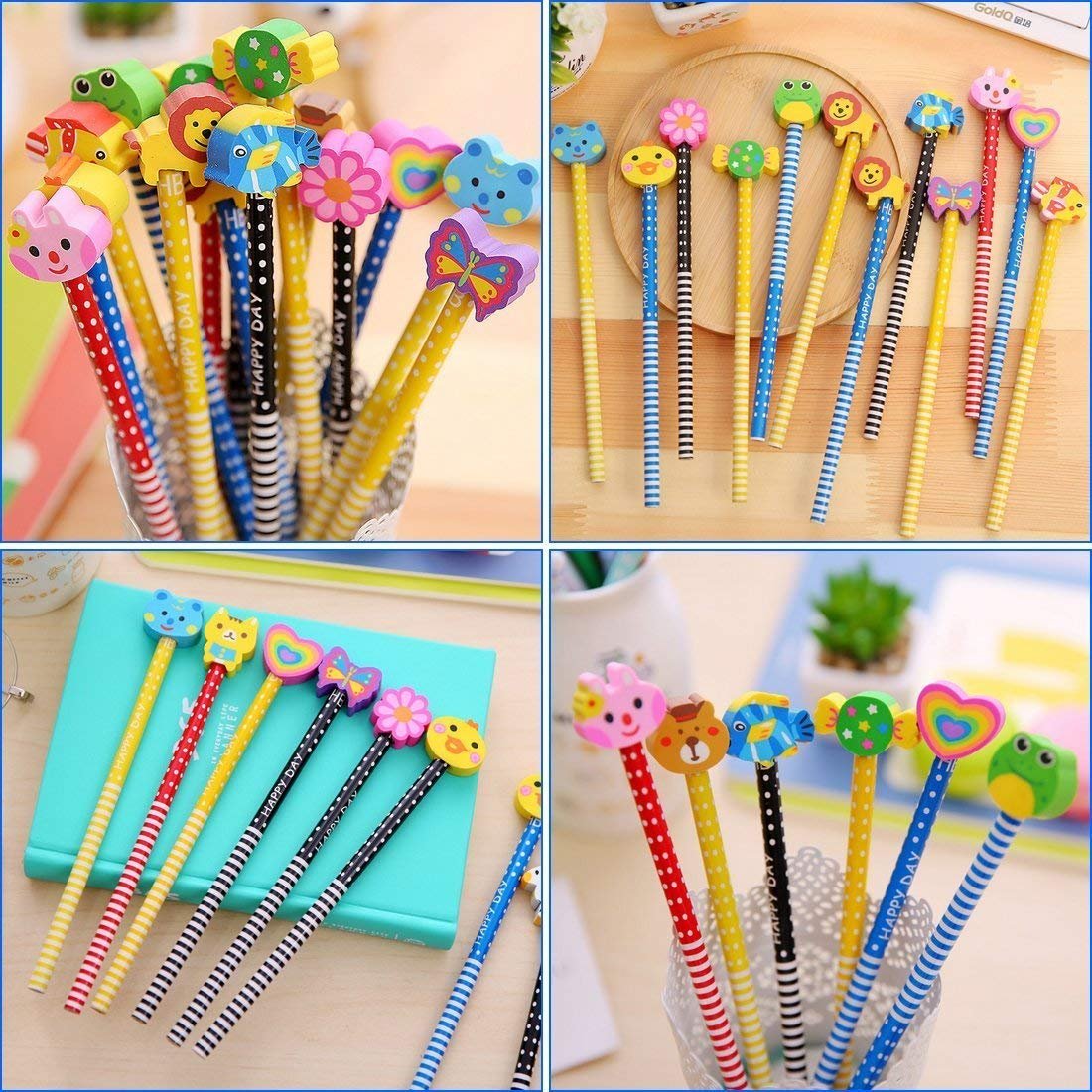 Morkia Matite per Bambini 20pcs Matite con Gomma da Disegno Set Matita Del Fumetto Matita in Legno,Ideale per Regalo dei Bambini per Festa di Compleanno Bambini Party Festival