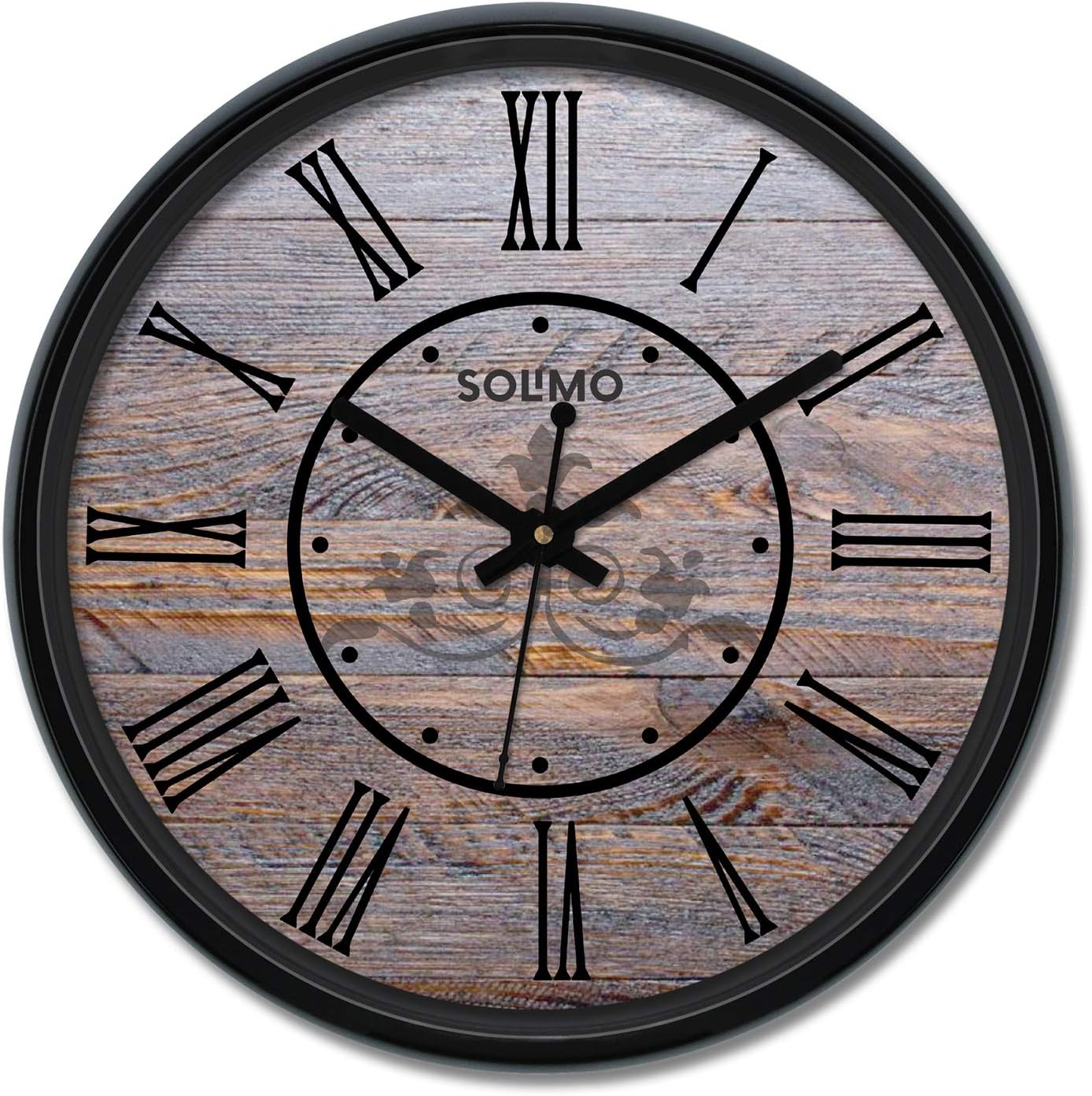 Amazon Brand - Solimo 12-inch Plastic & Glass Wall Clock - Star Gazer (Silent Movement), Black