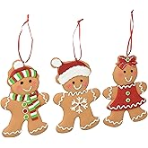 Set of 3 Gingerbread Cookie Christmas Tree Ornaments Adorable Holiday Decor