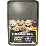 casaWare 15 x 10 x 1-Inch Ultimate Series Commercial Weight Ceramic Non-Stick Coating Cookie/Jelly Roll Pan (Silver Granite)