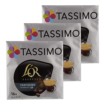 Tassimo L'Or Espresso Fortissimo, Stark, Kaffee, Kaffeekapsel, Gemahlener Röstkaffee, 48 T-Discs