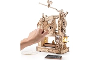 ROBOTIME Printing Press Wooden Puzzle, 3D Puzzle for Adults and Teens, Mechanical Wooden Model to Build, Unique Toy Holiday/B