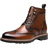 Jousen Leather Boots for Men Dress Retro Classic Design Mens Boots Cap Toe Boot Black Rubber Sole