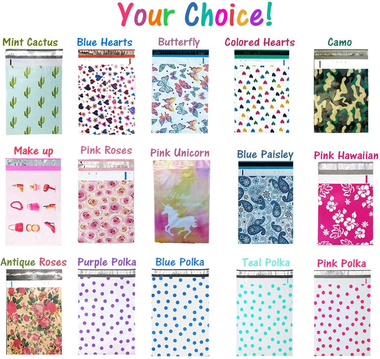 50 pcs 6x9" Designer Series -Poly Mailers, Self Sealing Flat Plastic Mailing Bags Seal (Mint Cactus) njKE396
