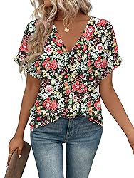 EyMuse Womens Fashion Tops T Shirts Short Sleeve V