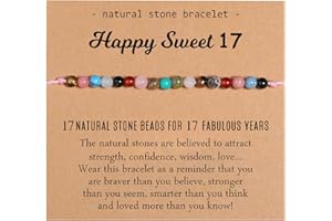 Korotho Natural Crystal Milestone Birthday Bracelet Gifts for Girls Women, Happy Birthday Adjustable Bracelets Present Christmas Gift for Daughter Granddaughter Niece Sister Friends Mom Auntie