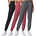 Real Essentials 3 Pack: Women's Ultra-Soft Lounge Joggers Sweatpants Athletic Yoga Pants with Pockets (Available in Plus)