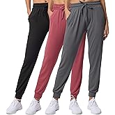 Real Essentials 3 Pack: Women's Ultra-Soft Lounge Joggers Sweatpants Athletic Yoga Pants with Pockets (Available in Plus)