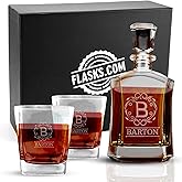 Personalized Whiskey Decanter Set | Custom Engraved 25 oz, 750ml Liquor Decanter w/Whiskey Glass Set | Perfect for Birthday, Groomsmen, Best Man & Retirement Gifts for Men