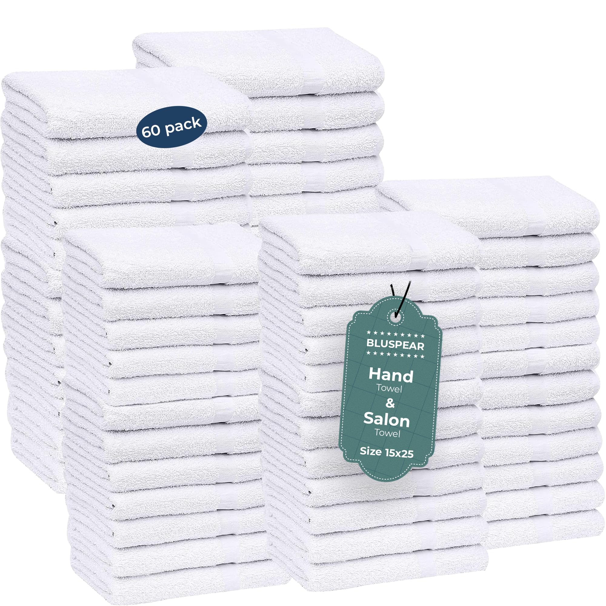 Generic 60 Pack White Hand Towels, Economy Salon