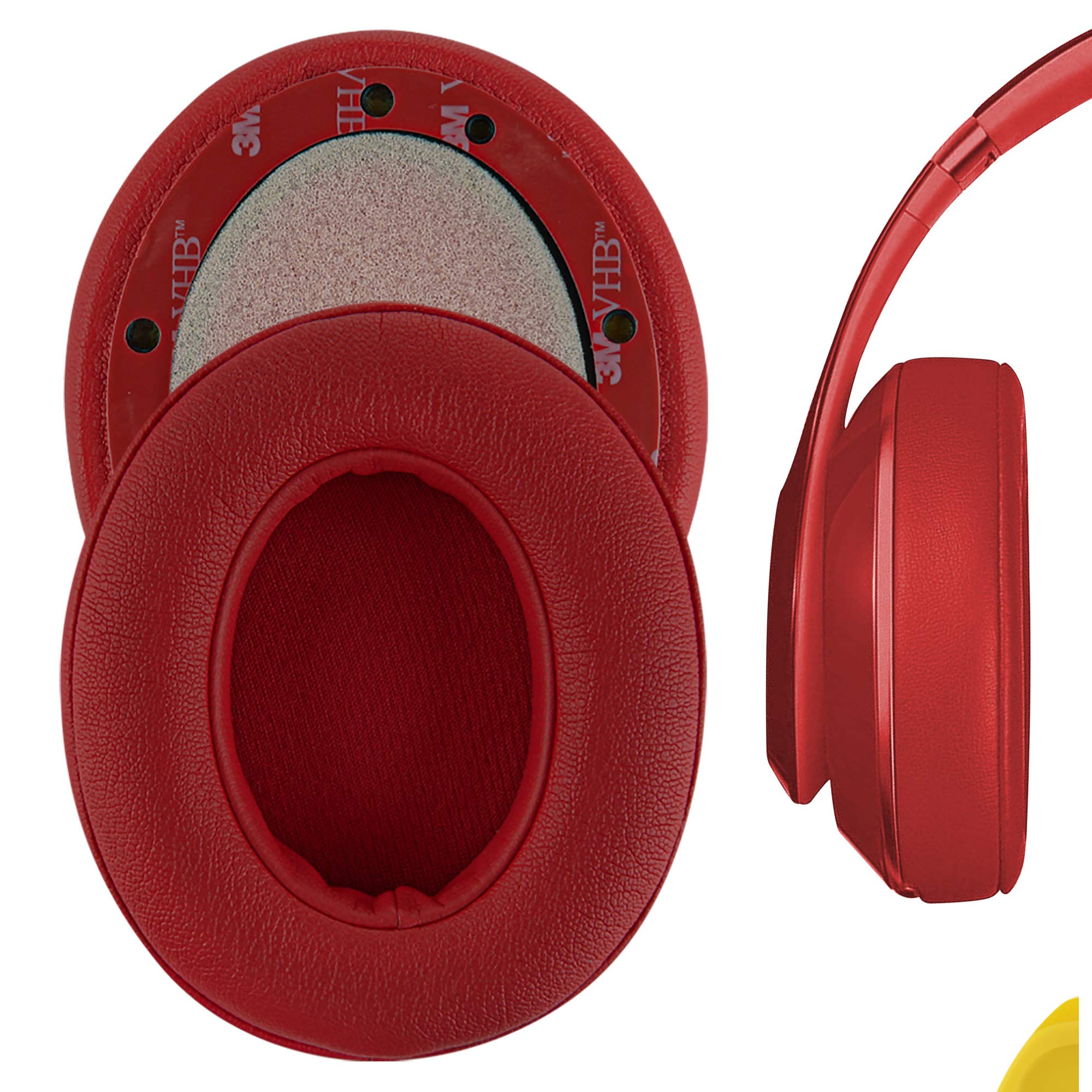 Geekria Replacement Ear Pads for Beats Studio 3 Wireless Headphones Ear Cushions, Repair Parts (Red)