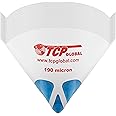 TCP Global 50 Pack of Paint Strainers with Fine 190 Micron Filter Tips - Premium "Pure Blue" Ultra-Flow Blue Nylon Mesh - Con