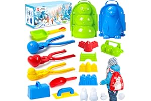 Teuevayl Snowball Maker Winter Snow Toys for Kids, 15 Pcs Snowman Kit with Storage Bag, Snowman Penguin Castle Brick Maker Duck Snow Molds, Snow Toys Gift for Kids Toddlers Adults Outdoor Winter Toys
