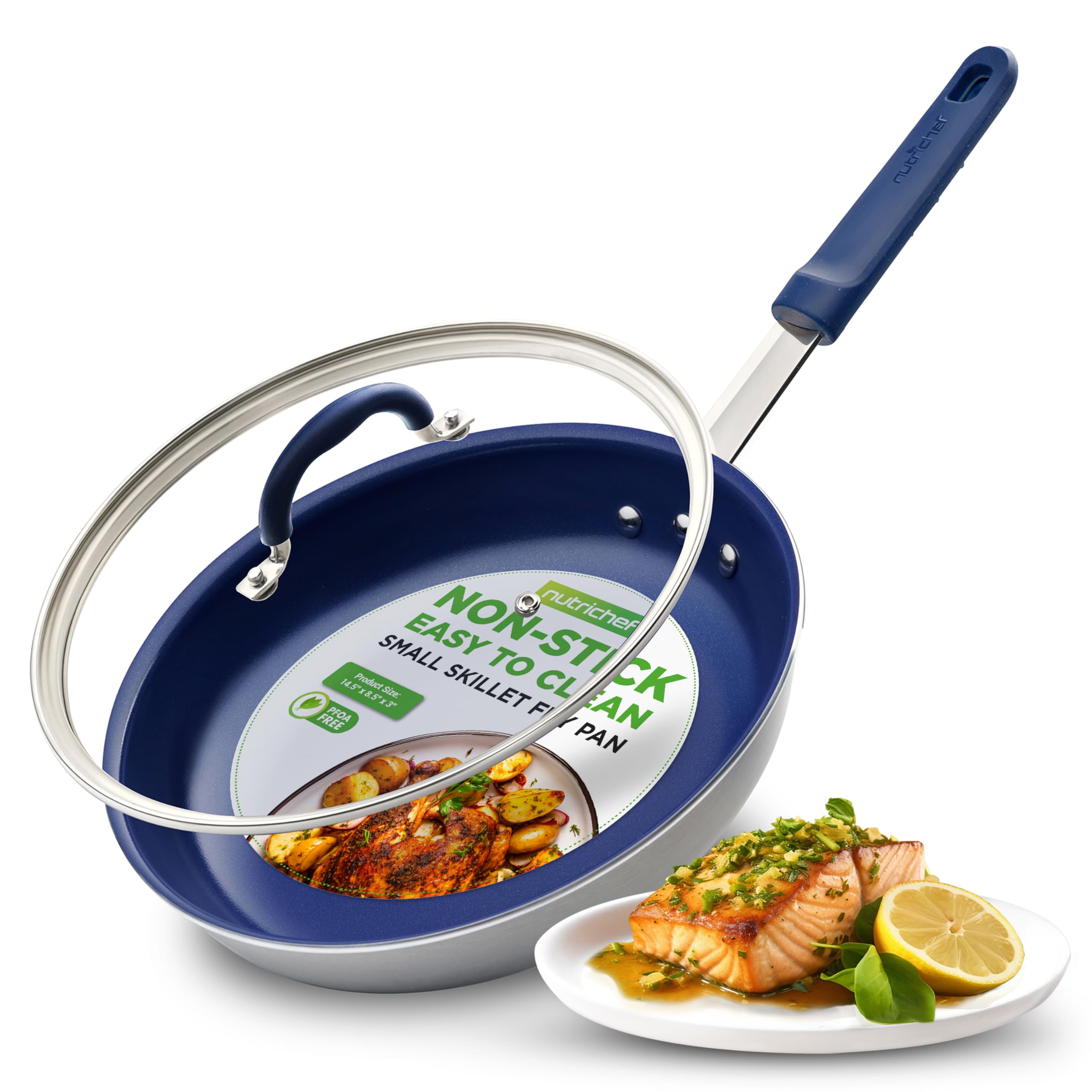 NutriChef 8" Fry Pan With Lid - Small Skillet