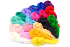 Glaciart One Spinning Fiber Merino Wool - Super Soft 20 Colors (7oz/200gram Pack) Unspun Roving Wool for Felting and Felting Yarn Craft Supplies