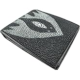 Pelgio Genuine Stingray Skin Leather Bifold Wallet (Black)