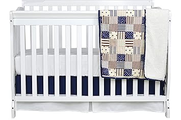 navy blue and white crib bedding
