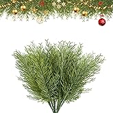 Sukh 25pcs Artificial Pine Branches - Faux Evergreen Leaves Christmas Greenery Picks for Decoration, Centerpieces, Vase, Table Decor - Real Touch Cedar Stem