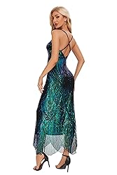 Women's V Neck Spaghetti Straps Sequin Sparkly