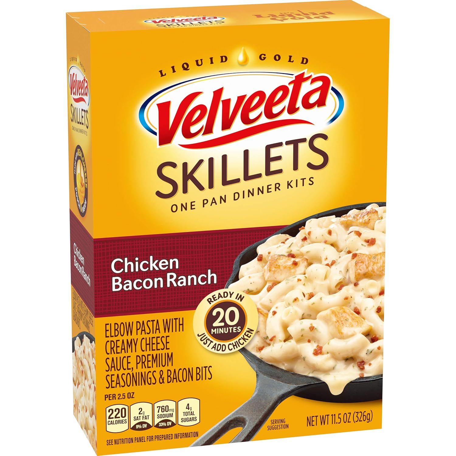 Amazon Com Velveeta Cheesy Skillets Chicken Bacon Ranch Meal Kit 11 5 Oz Box Grocery Gourmet Food