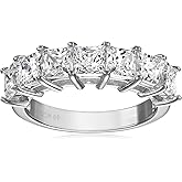 Amazon Essentials Platinum-Plated Sterling Silver Infinite Elements Princess Cut Cubic Zirconia Ring (1 cttw, 2 cttw, or 3 cttw)