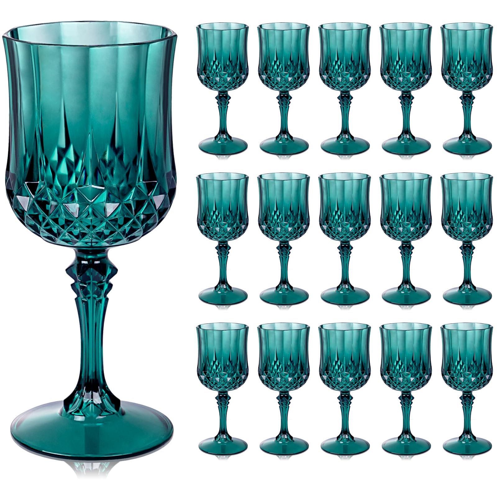 Photo 1 of Ciaell 24PCS Green Plastic Wine Glasses - 7 Oz Plastic Goblets for Party - Green Vintage Drinking Glasses - Disposable Water Goblets Set for Wedding, Bar, Wine, Beer, Juice, Cocktail, Christmas