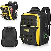 POWSTR 18 in Heavy-duty Tool Backpack with USB Port,Waterproof Electrician Tool Bag Backpack with 23 Pockets and S-shaped Shoulder Straps Which are Ergonomic for Men, Electrician, Engineer, Technician
