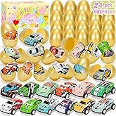 SevenQ Toy Cars Easter Basket Stuffers 24 Pcs, Prefilled Easter Egg Fillers Race Car Party Favors for Kids Birthday Goodie Bag Treasure Box Toys for Classroom Treat Prizes Pinata Egg Hunt Supplies